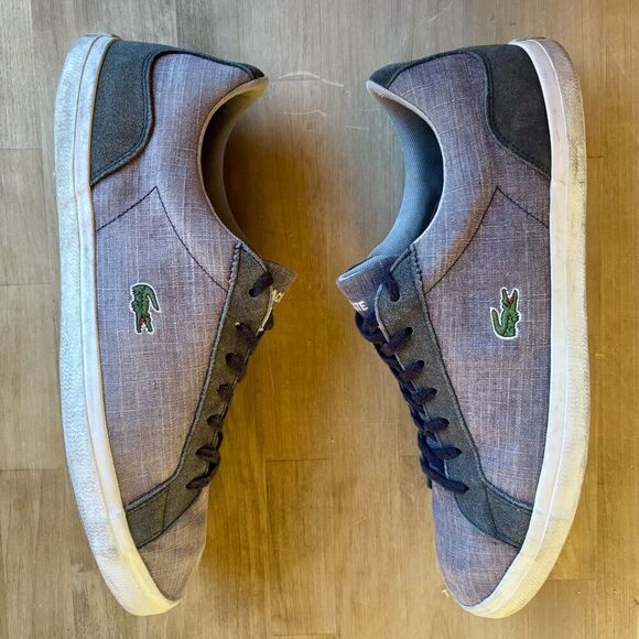 Lacoste Lerond 217 Sneakers Mens 13 Blue Gray Textile Classic Alligator Preppy - Picture 3 of 9